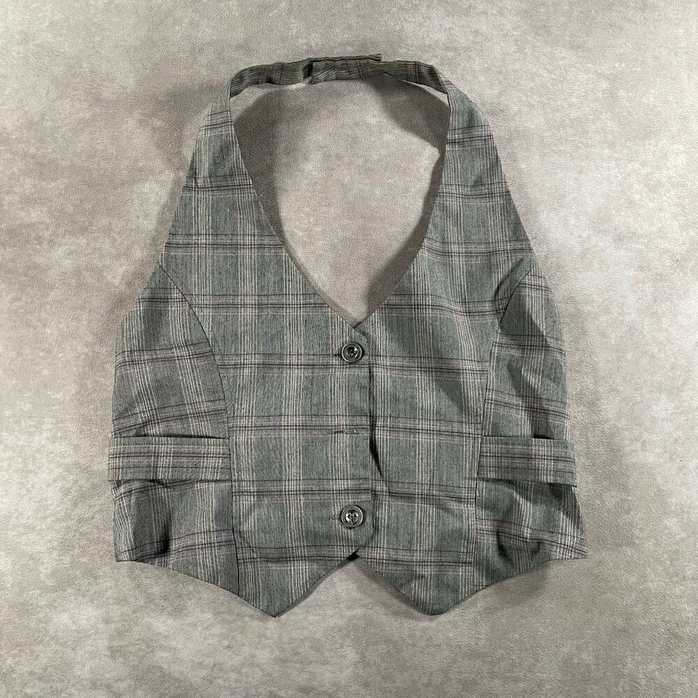Women’s Fang Dressy Casual Chic Plaid Halter Top Large